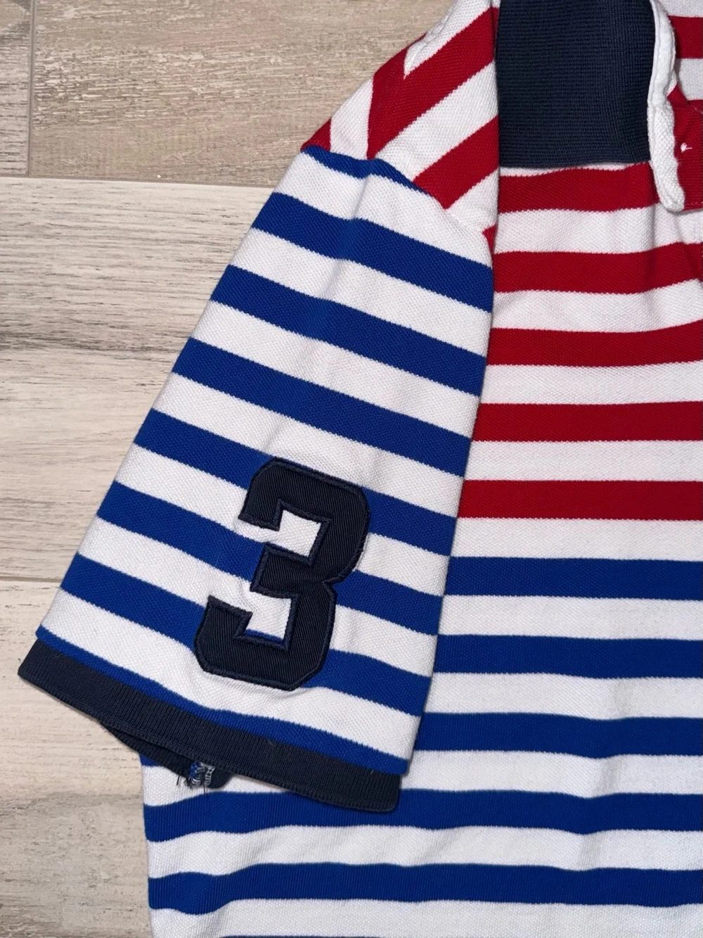 Polo Ralph Lauren Big Pony USA Flag Red White Blue Striped Polo Shirt Men’s M - Picture 4 of 9